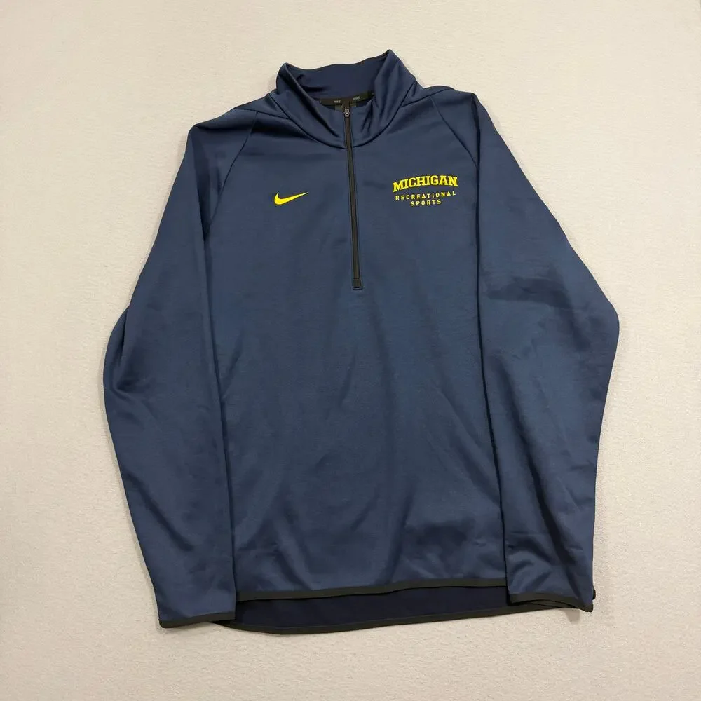 Nike Michigan Recreational Sports 1/4 Zip Pullover Large Blue Wolverines NWOT